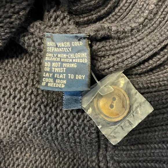Polo by Ralph Lauren Mens‎ XL Cotton Shawl Collar Button Up Knit Sweater Blue
